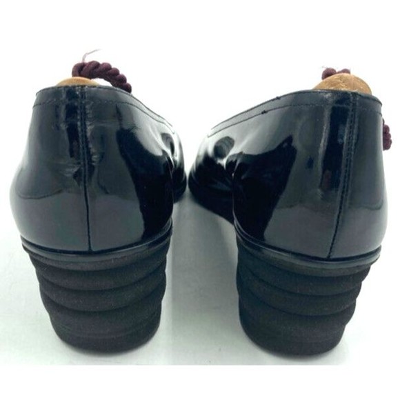 Womens Salvatore Ferragamo Black Patent Leather Wedge Pump Shoes 9 8 0837763 - Picture 5 of 7